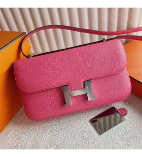 Constance Elan Epsom 8W New lipstick pink Silver Hardware 23cm Full Handmade Phw