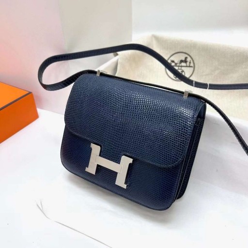 Constança Lagarto 7L Malta azul Prata Hardware Phw 18cm Completo feito a mão