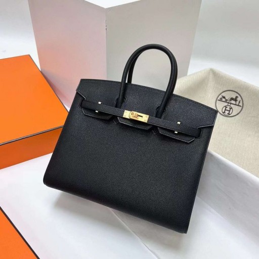 Birkin Madame Sellier Ck89 Ouro Preto Hardware Ghw 25cm Completo feito a mão