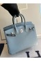 Birkin togo J7 de linho Azul & preto Prata Hardware PHW 25cm Completo feito a mão