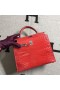 Kelly Jacaré Brilhante, vermelho-Ferrari Prata Hardware 25cm Completo feito a mão