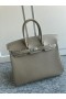Birkin Epsom Ck18 Etoupe Cinza Prata Hardware 25cm Completo feito a mão