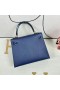 Kelly Toque de Epsom & Brilhante Jacaré Ck73 Gema azul Ouro de Hardware GHW 25cm Completo feito a mão