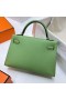 Mini Kelly Epsom i3 Abacate verde Prata Hardware Phw 19cm Completo feito a mão