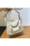 Mini Lindy Toque Swift & Matte Jacaré 8L Branco Gelo ferragem de Prata 19cm Completo feito a mão Phw