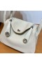 Mini Lindy Toque Swift & Matte Jacaré 8L Branco Gelo ferragem de Prata 19cm Completo feito a mão Phw