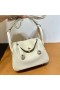 Mini Lindy Toque Swift & Matte Jacaré 8L Branco Gelo ferragem de Prata 19cm Completo feito a mão Phw
