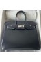 Birkin Caixa de Boxcalf Ck89 Preto Prata Hardware 25cm Completo feito a m&Atilde;&pound;o Phw