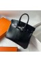 Birkin Caixa de Boxcalf Ck89 Preto Prata Hardware 25cm Completo feito a mão Phw