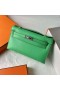 Kelly Pochette Swift 0Z Verde Fresco ferragem de Prata 22cm Completo feito a mão Phw
