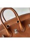 Bolsas Birkin Barenia Cc34 Profunda de Ouro Marrom Prata Hardware 25cm Completo feito a mão Phw