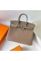 Birkin Togo Ck18 Etoupe Cinza Prata Hardware 25cm Completo feito a mão Phw