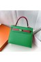 Kelly Epsom 1L Verde Brilhante & 0D Rosa cor-de-Rosa de Ouro Hardware 25cm Completo feito a mão Ghw