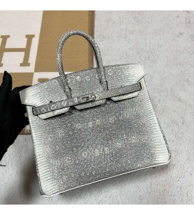 Birkin Lagarto 01 cor Natural ferragem de Prata 25cm Completo feito a mÃ£o