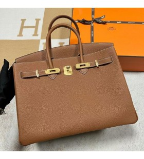 Birkin Togo Ck37 dourar Hardware de Ouro 35cm Ghw Completo feito a mão