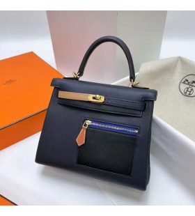 Kelly Colormatic Swift 2z azul da Meia-noite Hardware de Ouro Ghw 25cm Completo feito a mÃ£o