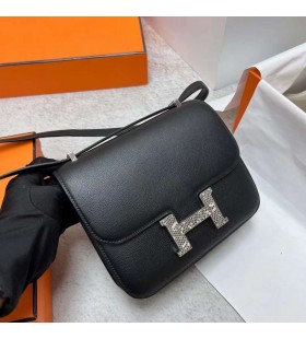 Constança Swift Ck89 Preto Lagarto fivela de Prata de Hardware Phw 18cm Completo feito a mão