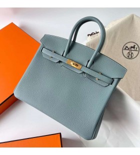 Birkin Togo 7G azure Hardware de Ouro Ghw 25cm Completo feito a mão