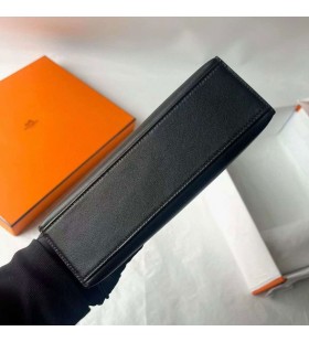 Kelly Pochette Swift Ck89 Ouro Preto Hardware 22cm Completo feito a mÃ£o Ghw