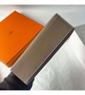 Kelly Pochette Epsom Ck18 Etoupe Grey Gold Hardware 22cm Full Handmade Ghw