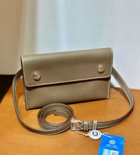 Hermesnap Carteira de Epsom CK18 Etoupe Cinza Prata Hardware Completo feito a mão Phw