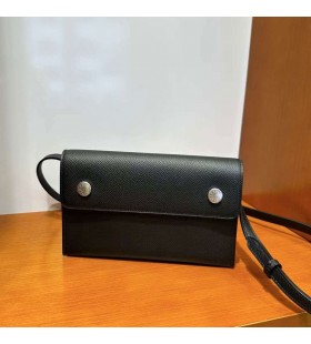 Hermesnap Carteira de Epsom Ck89 Preto Prata Hardware 18cm Completo feito a mão Phw