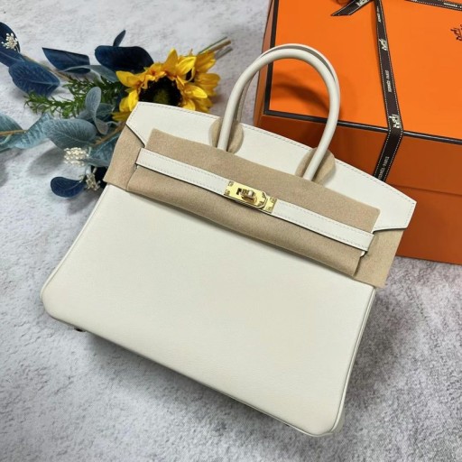 Birkin Swift Ck10 Craie Fehér Arany Hardver-25cm, Teljes Kézzel készített