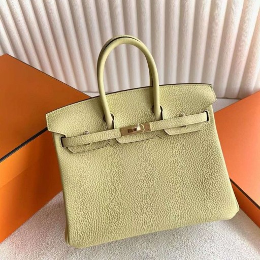 Birkin Togo 1Z Világos Sárga Arany Hardver-25cm, Teljes Kézzel készített Ghw