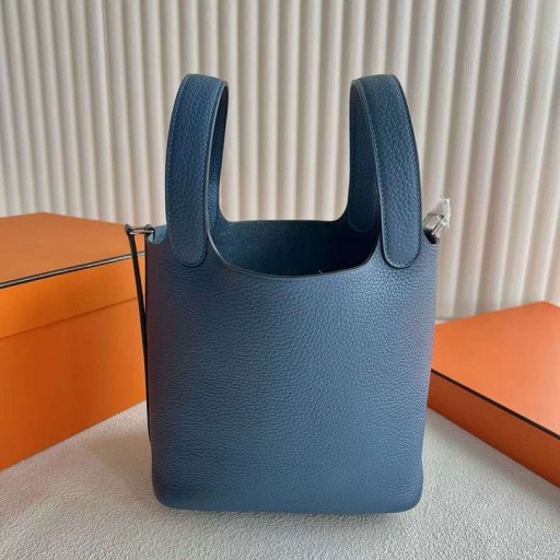 Picotin Clemence R2 Achát, kék Ezüst Hardver 18 cm Teljes mértékben Kézzel készített Phw