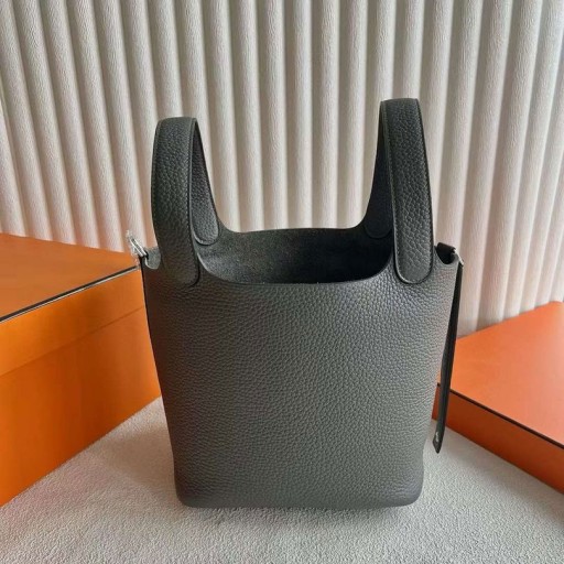Picotin Clemence 0L Szürke Ezüst Hardver 18 cm Teljes mértékben Kézzel készített Phw