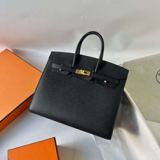 Birkin Sellier Epsom Ck89 Fekete Arany Hardver-25cm, Teljes Kézzel készített Ghw