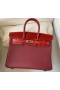Birkin Togo & fényes krokodil Bordeaux red & fényes, vörös-Ezüst Hardver-25cm, Teljes Kézzel készített
