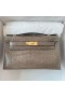 Mini Kelly Pochette Fényes Aligátor Ck81 Gris Tourterelle Arany Hardver Ghw 22cm a Teljes Kézzel készített