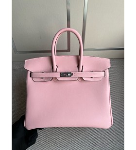 Birkin Swift 3Q rose sakura & k&Atilde;&copy;k Ez&Atilde;&frac14;st Hardver PHW 25cm Teljes m&Atilde;&copy;rt&Atilde;&copy;kben K&Atilde;&copy;zzel k&Atilde;&copy;sz&Atilde;&shy;tett