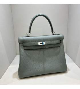 Kelly togo Mandula, zÃ¶ld, EzÃ¼st Hardver PHW 25cm Teljes mÃ©rtÃ©kben KÃ©zzel kÃ©szÃ­tett