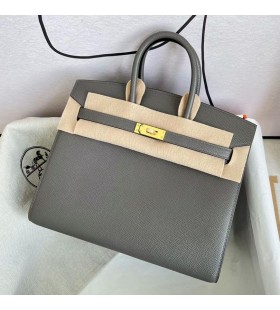Birkin Epsom Sellier 0L Szürke Arany Hardver GHW 25cm Teljes mértékben Kézzel készített