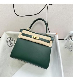 Kelly Swift 6O Cypress zöld Arany Hardver GHW 25cm Teljes mértékben Kézzel készÃtett