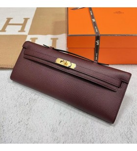 Kelly vágott Epsom Ck57 Bordeaux-i vörös Arany Hardver 31cm Teljes mértékben Kézzel készített