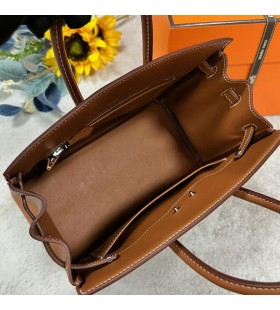 Birkin Árnyék Swift Arany Barna Ezüst Hardver-25cm, Teljes Kézzel készített