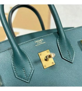 Birkin Swift 6O Cypress zöld Arany Hardver-25cm, Teljes Kézzel készített