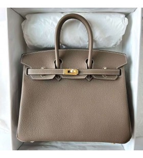 Birkin Togo Ck18 Etoupe Szürke Arany Hardver Ghw 25cm Teljes mértékben Kézzel készített