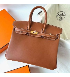 Birkin Barenia Cc34 Arany Barna Arany Hardver Ghw 25cm Teljes m&Atilde;&copy;rt&Atilde;&copy;kben K&Atilde;&copy;zzel k&Atilde;&copy;sz&Atilde;&shy;tett