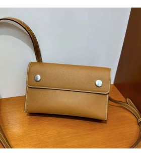 Hermesnap Tárca Epsom Ck37 Arany Barna Ezüst Hardver 18 cm Teljes mértékben Kézzel készÃtett Phw