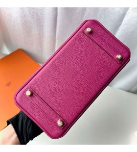 Birkin Togo L3 Rózsa, Lila Arany Hardver-25cm, Teljes Kézzel készített Ghw