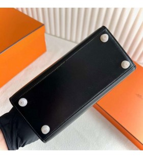 Kelly Nagy fül Doboz Bőr Ck89 Fekete Rózsa Arany Hardver 20cm Teljes mértékben Kézzel készített RGhw