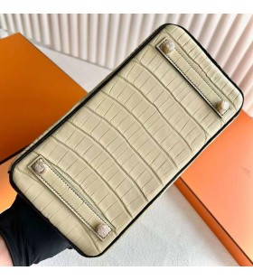 Birkin Matt Krokodil Krokodil 1Y Sárga Fény & Ck89 Fekete Arany Hardver-25cm, Teljes Kézzel készített Ghw