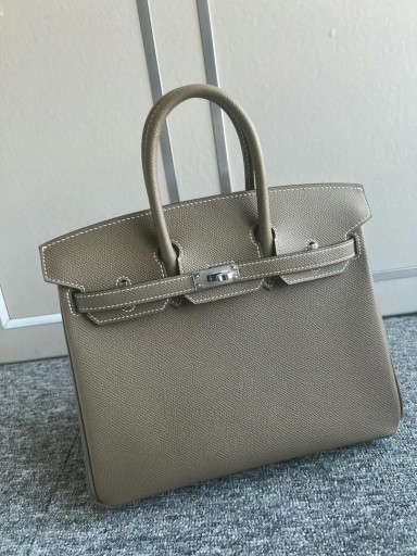 Birkin Epsom Ck18 Etoupe Grey Silver Crua-earraí 25cm Hiomlán Lámhdhéanta