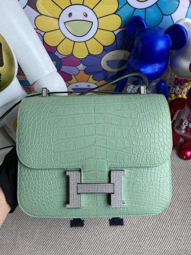 Constance Neamhlonrach Ailigéadar 6u Nua Miontas glas Criostail búcla PHW 24cm Hiomlán Lámhdhéanta