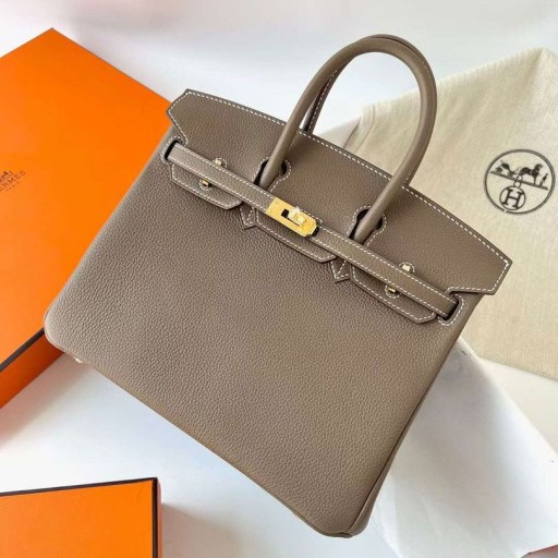 Birkin Tóga Ck18 Etoupe Grey Óir Crua-earraí Ghw 25cm Hiomlán Lámhdhéanta