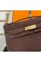 Mini Kelly Pochette Suede Ck47 Caife Óir Crua-earraí Ghw 22cm Hiomlán Lámhdhéanta